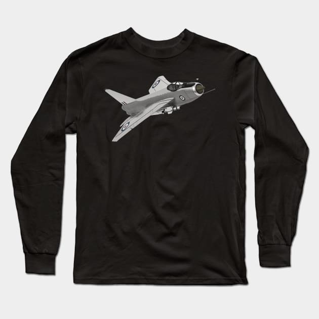 RAF Lightning Jet Fighter Plane British Aeroplane Long Sleeve T-Shirt by Dirty Custard Designs 